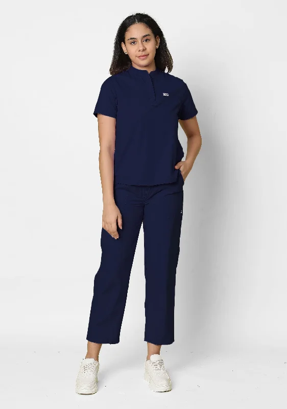 Affordable Women's Outfit Classic Women's Mandarin Collar (Navy) Scrub