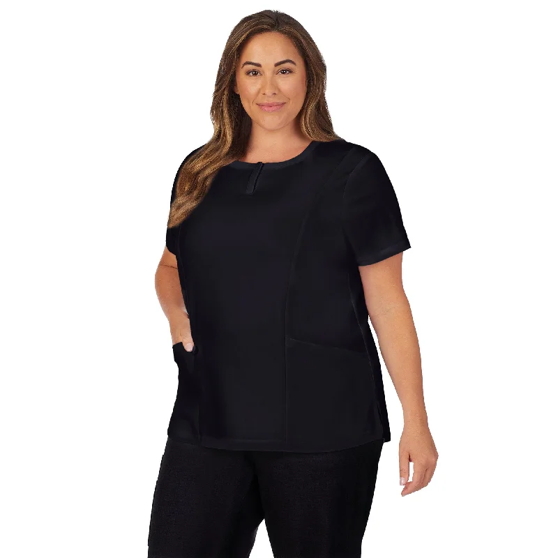 Women's Activewear Garments Womens Scrub Henley Neck Top with Side Pockets PLUS