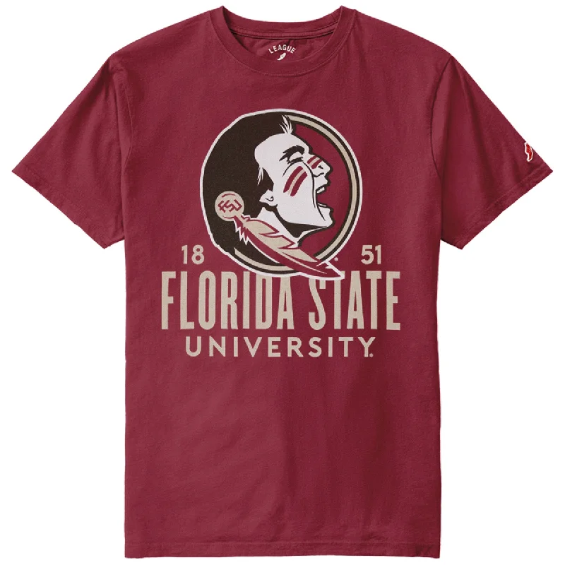 Women's Occasion Wear Clothes League Men's Seminole Logo/Florida State University Design Short Sleeve T-shirt - Garnet