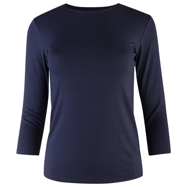 Women's Clothing For Everyday Wear Shaped Knit Tee in Navy.