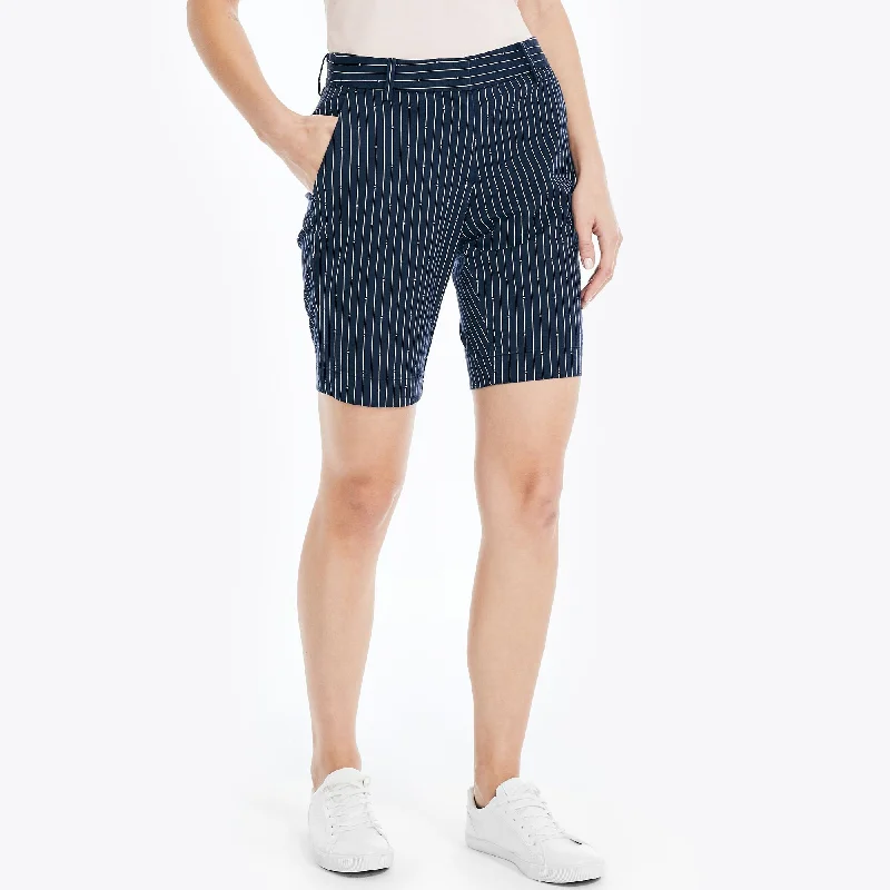 Urban Elegance Deals Nautica Womens 10" Stretch-Twill Printed Striped Short