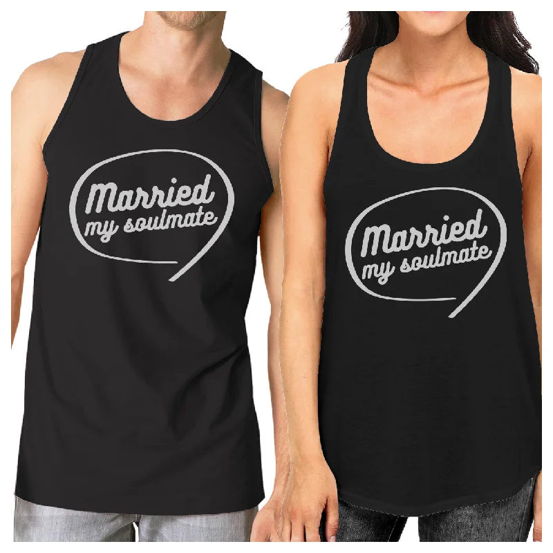 Women's Seasonal Garments Married My Soulmate Matching Couple Black Tank Tops