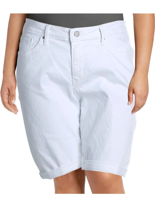 Women's Holiday Clothing Plus Womens Embroidered Mid Rise Bermuda Shorts