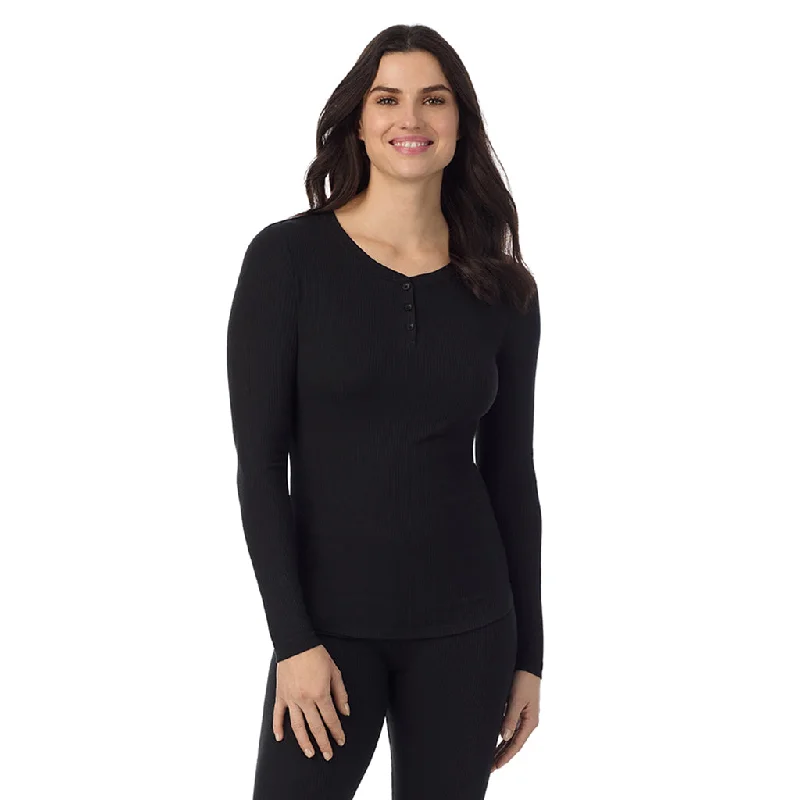 Women's Vintage Garments Stretch Rib Long Sleeve Henley