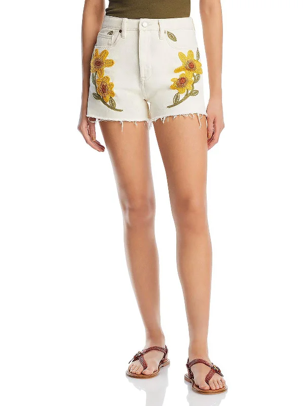 Browse Our Top Products Womens Embroidered High Rise Denim Shorts