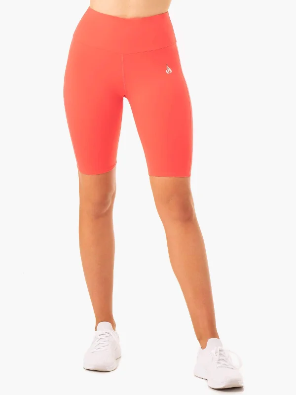 Women's Comfortable Apparel Staples Scrunch Bum Bike Shorts - Coral