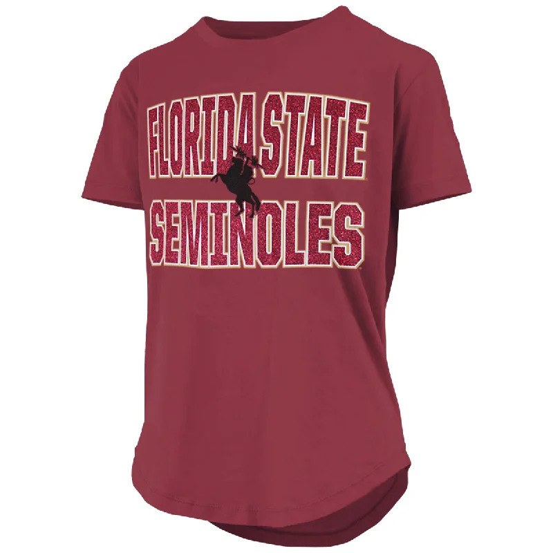 Women's Luxury Apparel Pressbox Women's Florida State Seminoles Unconquered Silhouette Design Short Sleeve T-shirt - Garnet