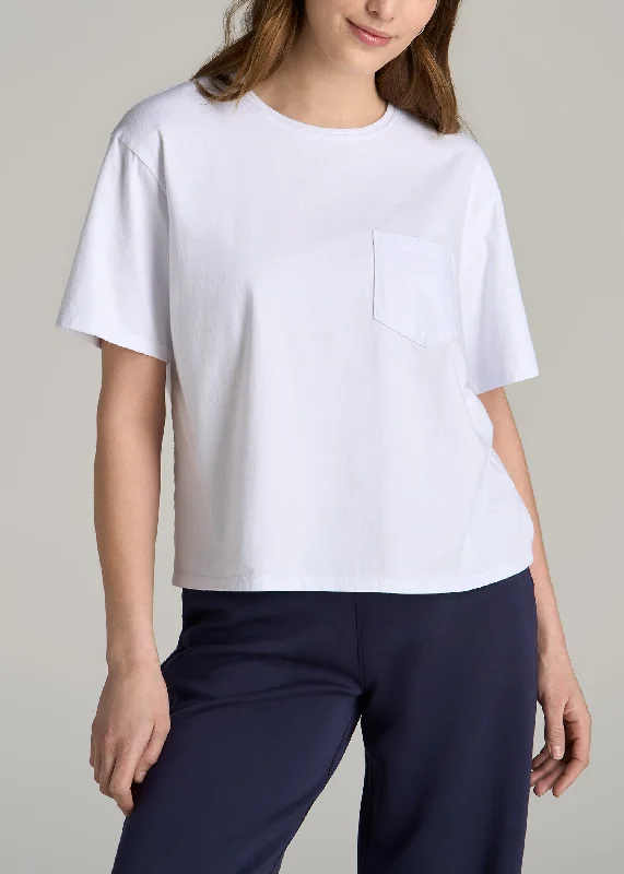 Women's Elegant Garments Boxy Short Sleeve T-Shirt for Tall Women in Bright White