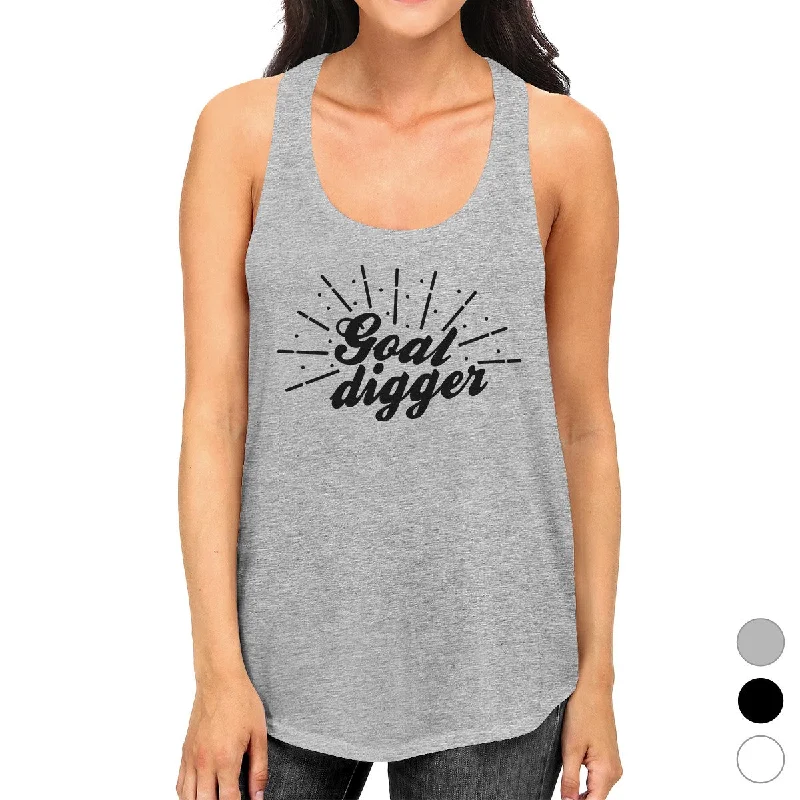 Women's Active Garments For Workouts Goal Digger Womens Cute Racerback Tank Top Funny Gym Gift Tanks