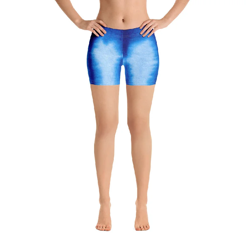 Women's Cozy Winter Attire Blue Tye-Dye LaLa D&C  Bike Shorts