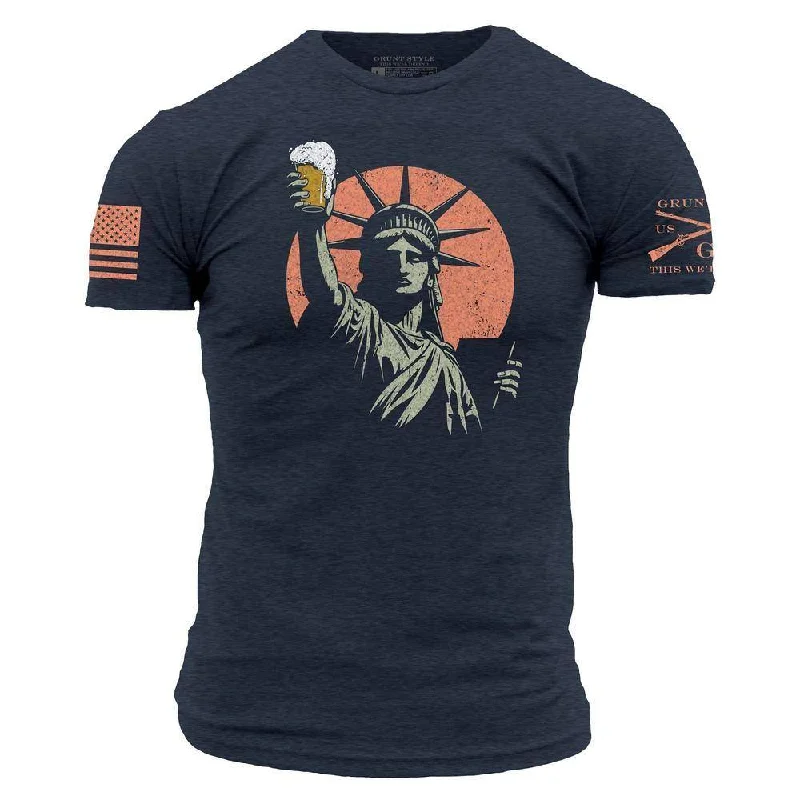 Women's Work Outfit For The Office Toast To Freedom T-Shirt - Midnight Navy