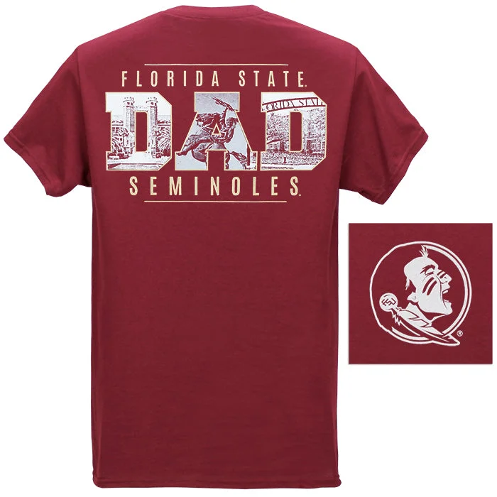 Bold Fashion Sales Image One Adult/Unisex Florida State Dad Campus Photo Short Sleeve T-shirt - Garnet