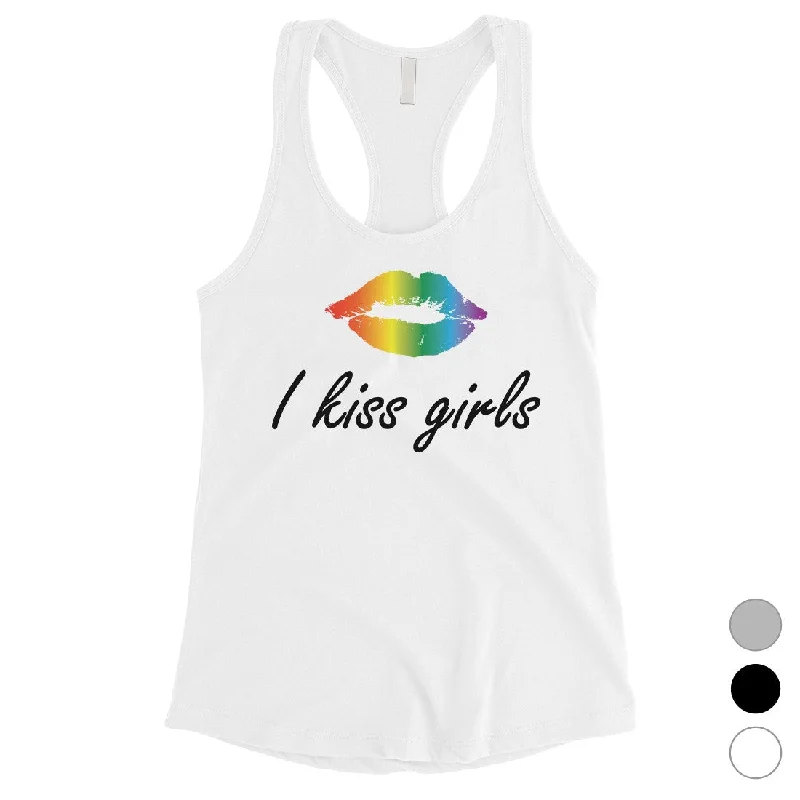 Women's Clothing For Outdoor Activities LGBT Kiss Girls Rainbow Lips Womens Tank Top