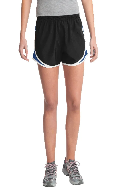 Affordable Women's Attire Sport-Tek Womens Cadence Moisture Wicking Shorts - Black/True Royal Blue/White