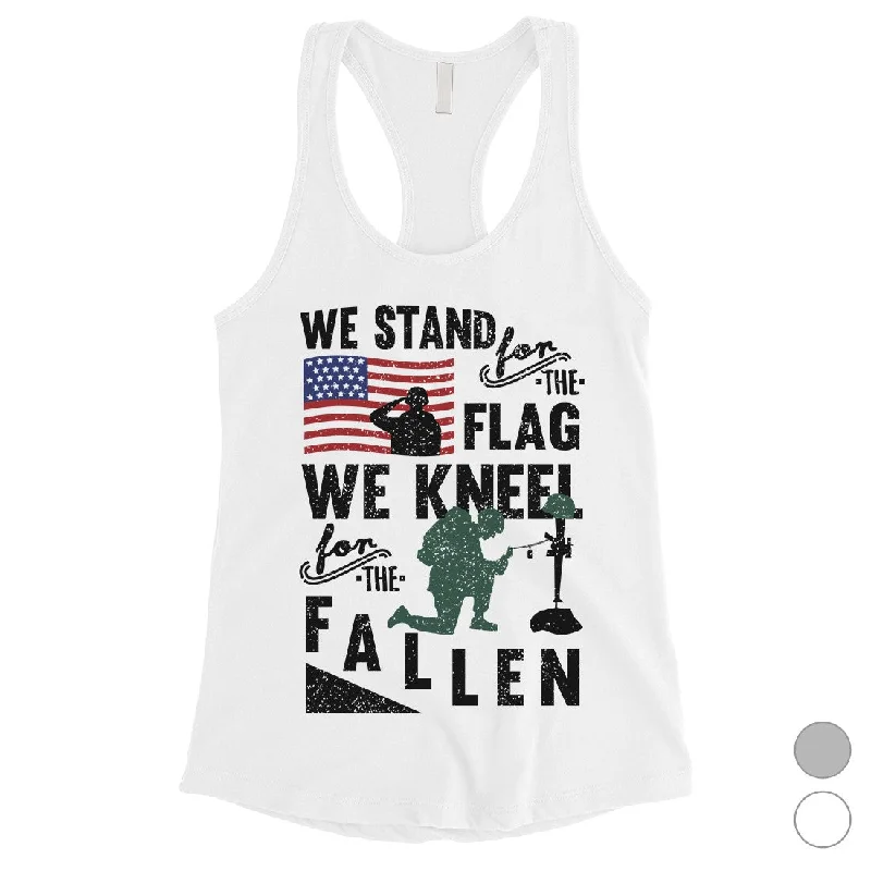 Embrace New Fashion We Stand We Kneel Womens Racerback Tank Top Memorial Day Gift