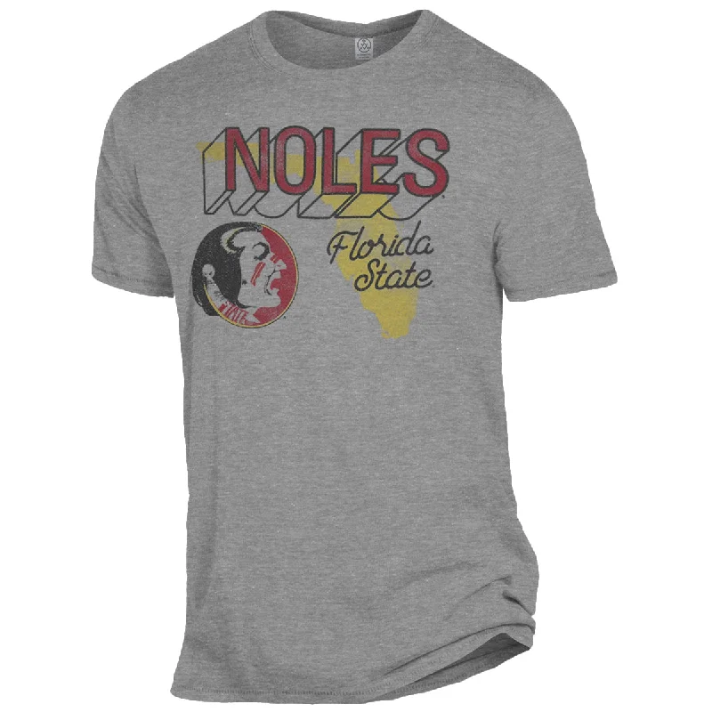 Playful Fashion Offers Alternative Apparel Adult/Unisex Vault Seminole Logo/Noles Florida State Design Short Sleeve T-shirt - Smoke Grey