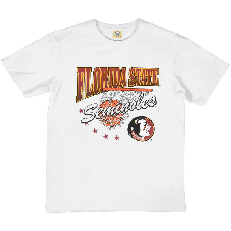 Exclusive Designer Style Deals 19Nine Men's Short Sleeve T-shirt with Vault Florida State Seminoles Basketball Design - White