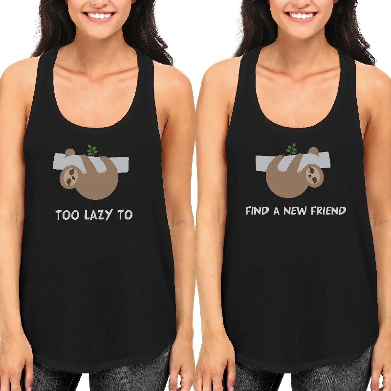 Women's Vintage Attire Cute BFF Matching Tanktop Too Lazy To Find A New Friend Best Friend's Shirt