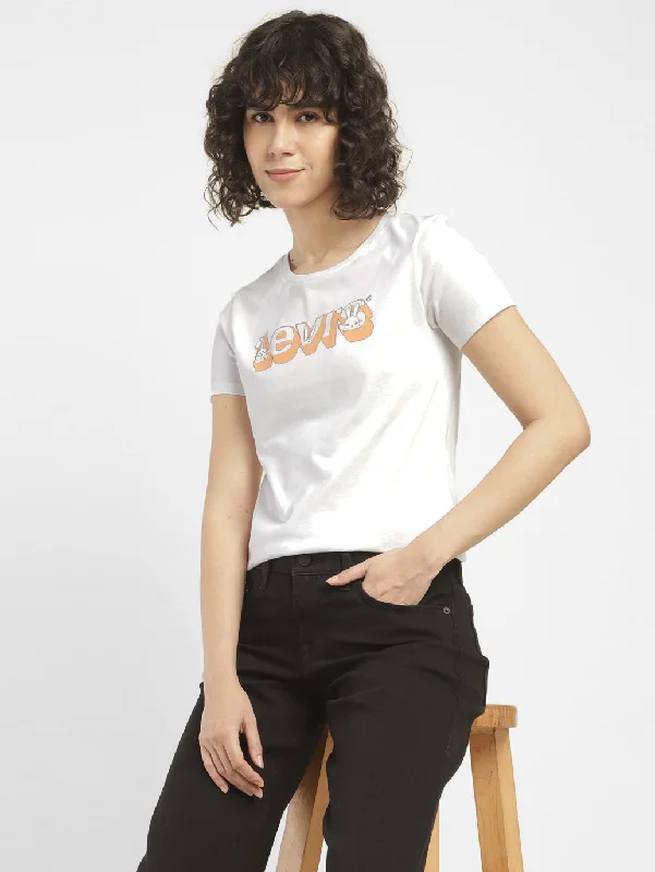 Timeless Elegance Sale Women's Brand Logo Crew Neck T-shirt