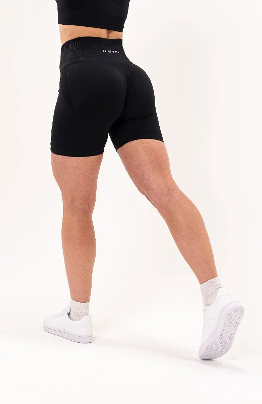 Comfortable Women's Apparel Tempo Seamless Scrunch Shorts - Black