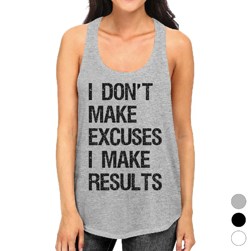 Women's Formal Event Attire Excuses Results Womens Racerback Cotton Tank Top Funny Workout Gift