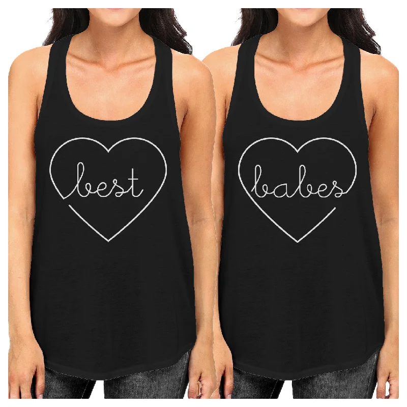 Women's Resort Garments Best Babes BFF Matching Black Tank Tops