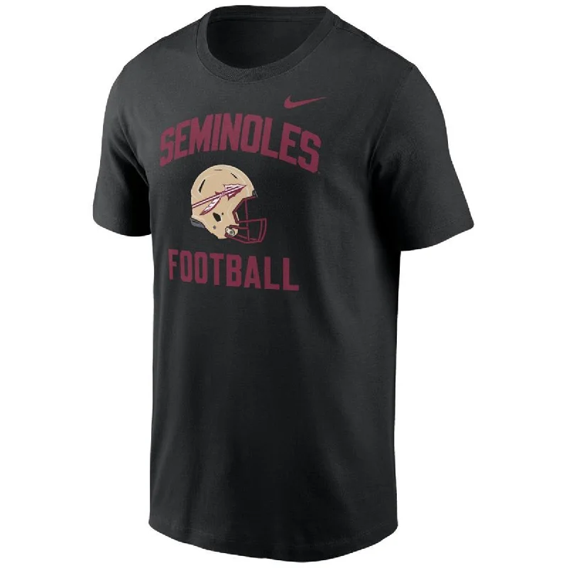 Women's Vacation Garments Nike Men's Seminoles Football Helmet Design Short Sleeve Cotton T-shirt - Black