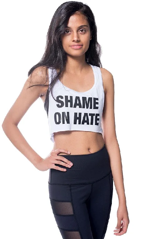 Women's Active Outfit For Fitness Shame On Hate Racerback Crop