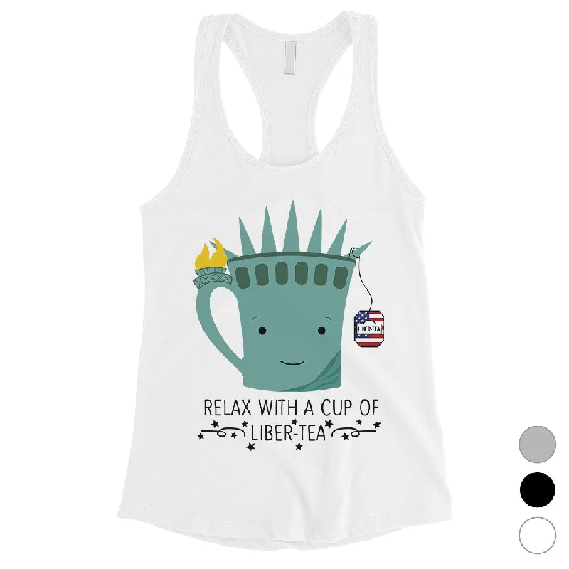 New Season Fashion Preview Sale Cup Of Liber-Tea Womens Cute Graphic 4th of July Tank Top For Gym