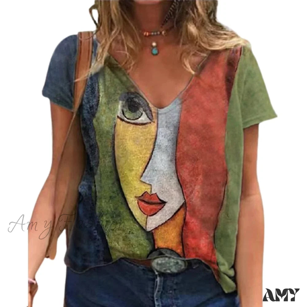 Modern Women's Outfit Amy Fashion - Women's Summer Casual Oversize Print Shirt