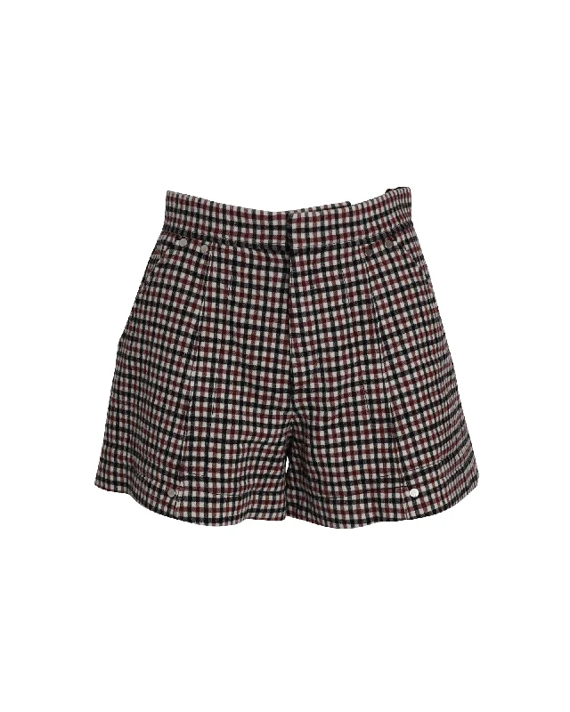 Flash Sale, Don'T Miss Chloe High-Rise Checked Shorts in Brown Wool