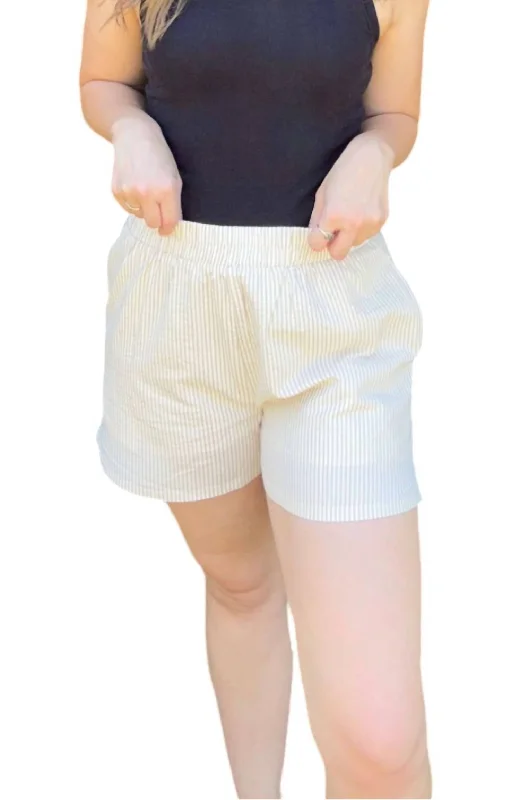 Formal Attire For Women Striped Boxer Shorts In Beige