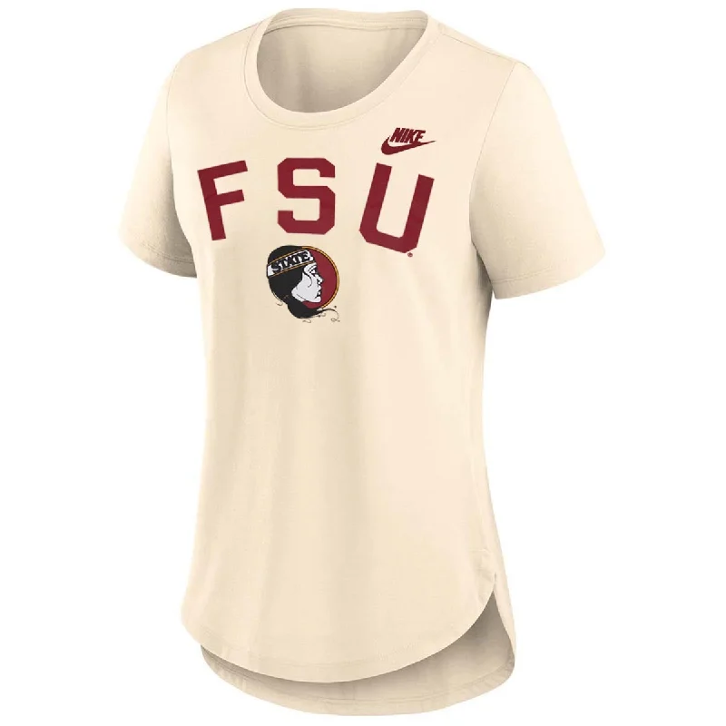 Women's Transitional Outfit Nike Women's Vault FSU Lady Seminole Logo Legacy Short Sleeve Tri-blend T-shirt - Natural