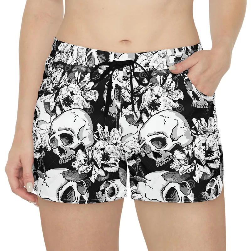 Women's Seasonal Apparel Women's Beach Shorts Skull Floral Print Quick Dry