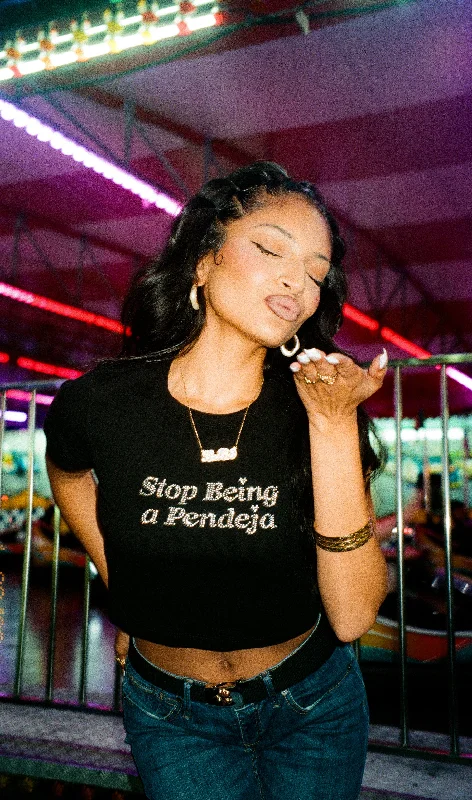 Casual Clothing For Women Stop Being a Pendeja Crop - Black