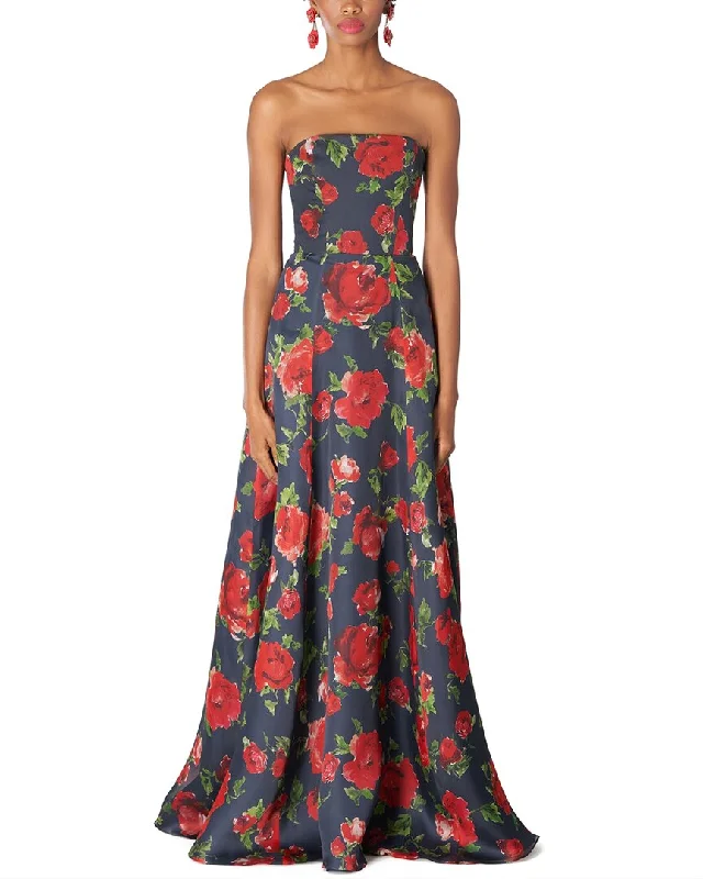 Step Ahead, Lead The Trend Carolina Herrera Strapless Silk A-Line Gown