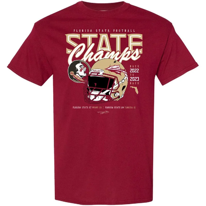 Women's Contemporary Clothing Ragz Men's Florida State Seminoles 2023 State Champs Design Short Sleeve T-shirt - Garnet