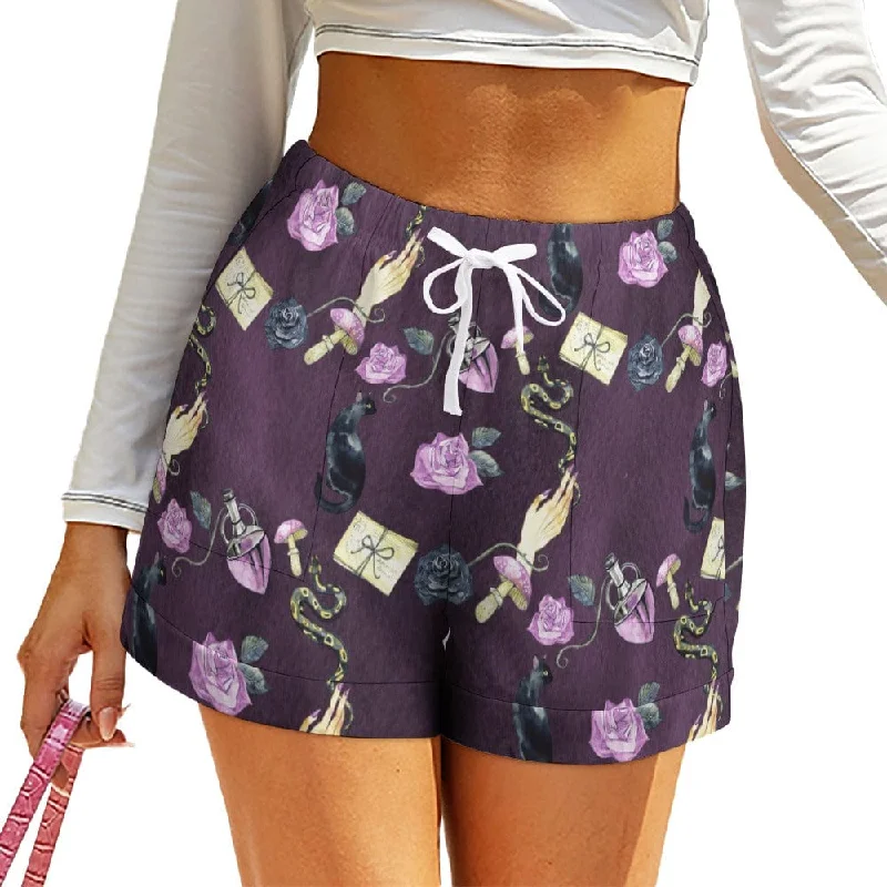 Special Offers, Don't Miss Women'sPuprle Gothic High Waist Loose Elastic Waist Shorts