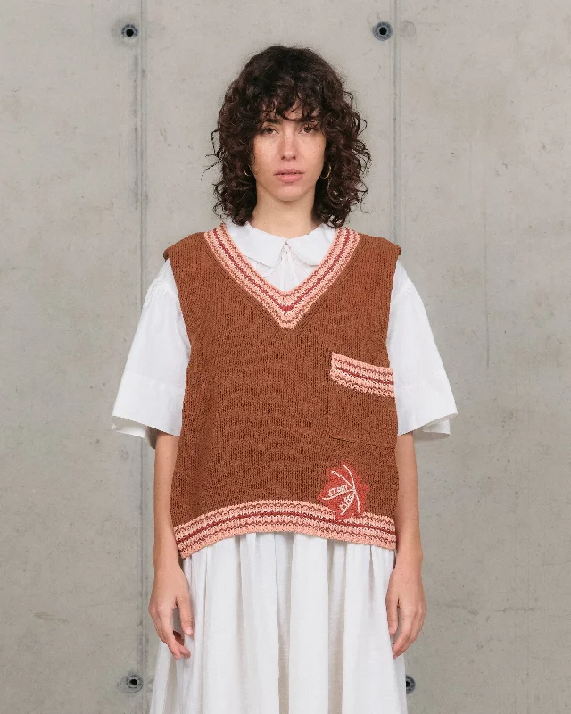 New In This Season Bulb Knit Vest - Brown Leaf