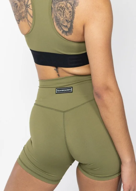 Women's Classic Attire High Waist Power Tech Bike Short Army Green