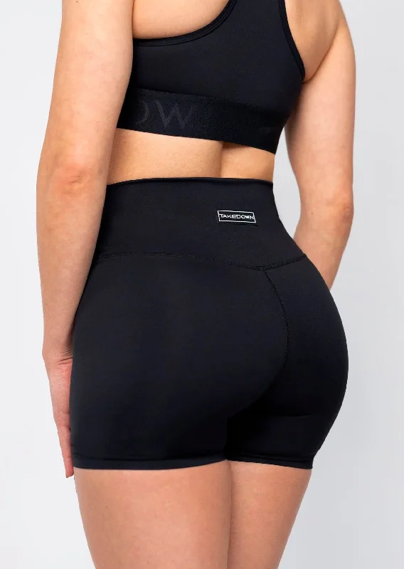 Women's High-Fashion Attire High Waist Power Tech Bike Short Black