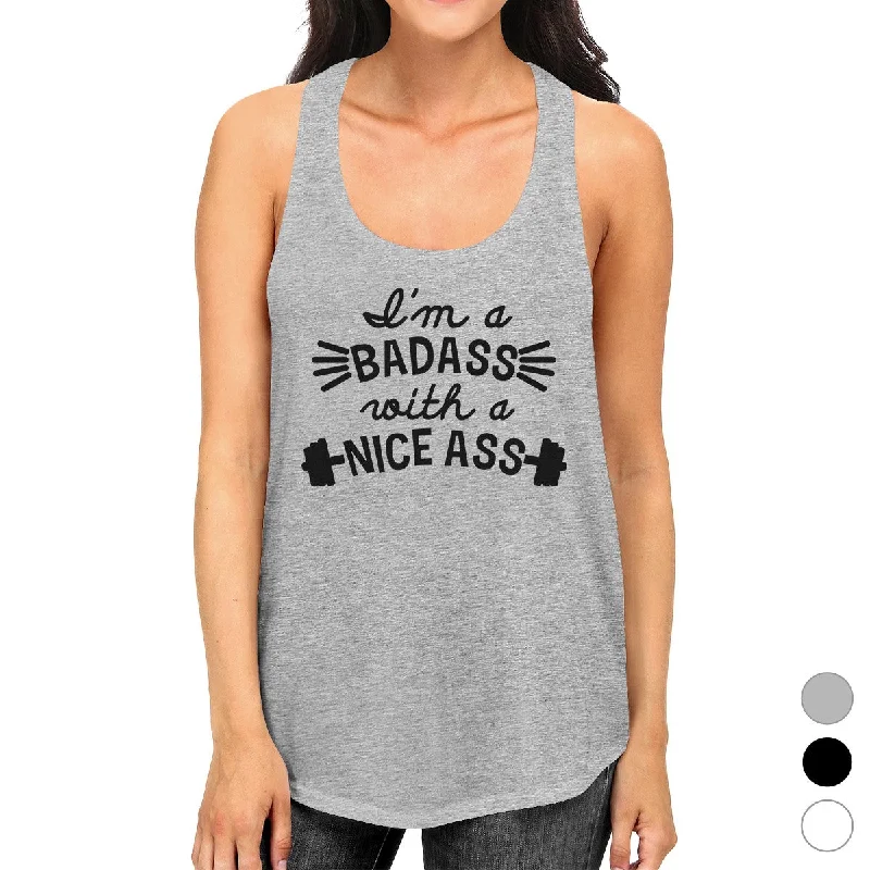 Comfortable Garments For Women Bad Nice Ass Womens Funny Workout Tank Top Cotton Sleeveless Shirt