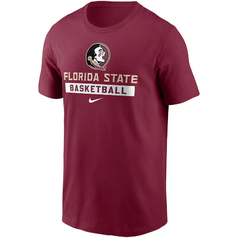 Modern Women's Apparel Nike Men's Seminole Logo Florida State Basketball Design Short Sleeve Cotton T-shirt - Garnet