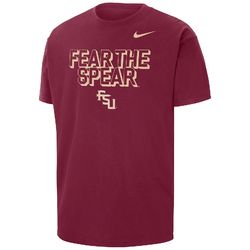 Women's Workout Clothing Nike Men's Fear the Spear/Stacked FSU Design Short Sleeve Max90 Trend T-shirt - Garnet