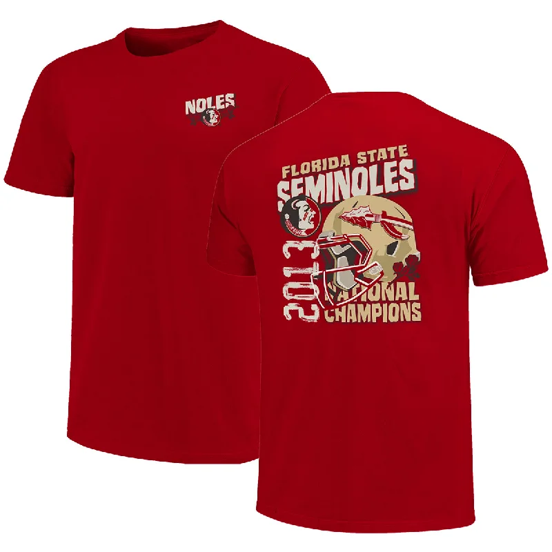 Stylish Deals Image One Adult/Unisex Vault Noles Seminole Logo 2013 National Champions Design Short Sleeve T-shirt - Cardinal