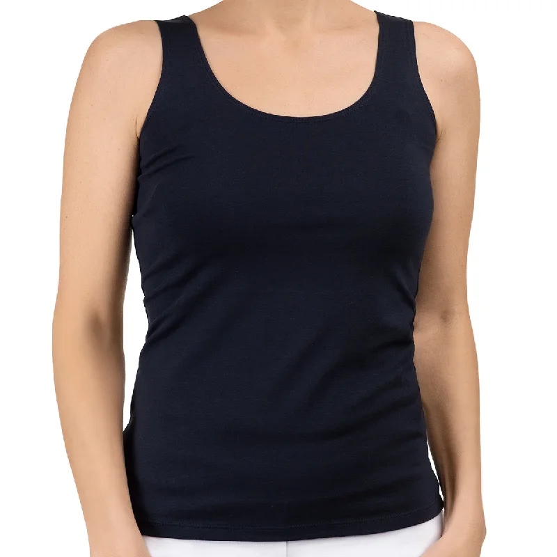 Sustainable Fashion Clothing For Women Long Tank Top in Navy (C)