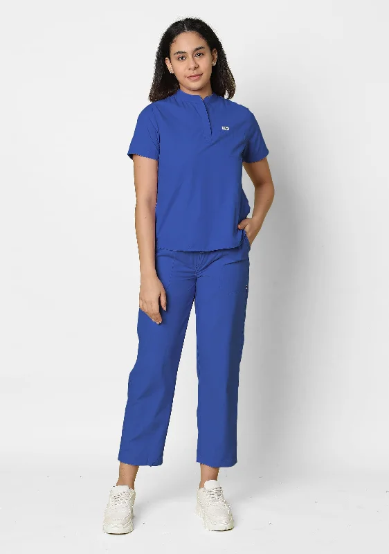 Women's Office Outfit Classic Women's Mandarin Collar (Galaxy Blue) Scrub