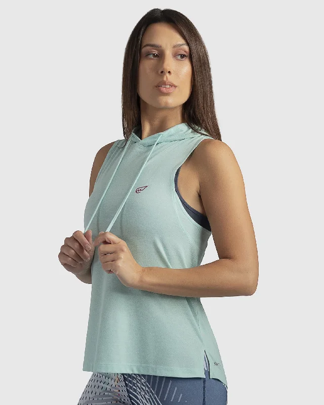 Women's Plus-Size Outfit Sleeveless Hoodie in Barely Blue