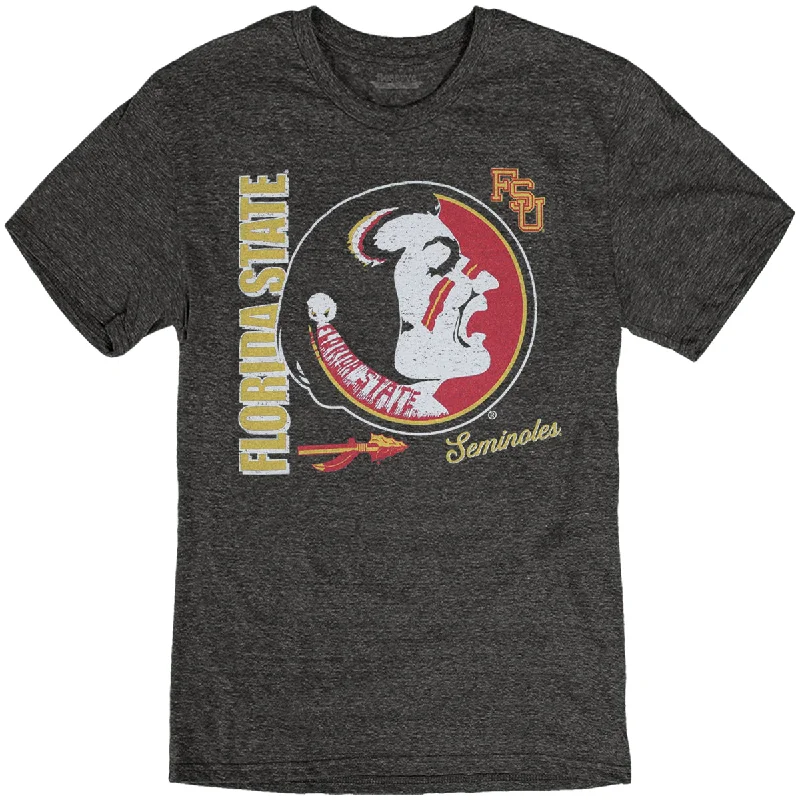 Comfortable Women's Apparel Blue 84 Men's Vault Seminole Logo/Florida State Seminoles Design Short Sleeve Tri-blend T-shirt - Black