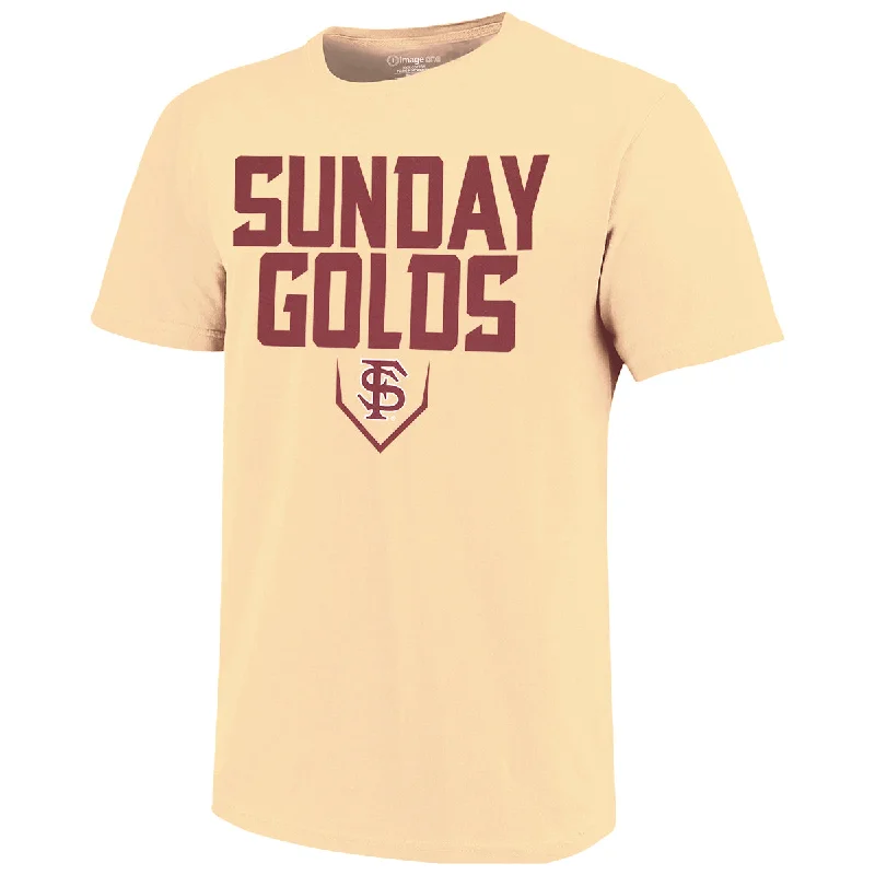 Women's Evening Clothes Image One Men's Sunday Golds Interlocking FS Design Short Sleeve T-shirt - Vegas Gold